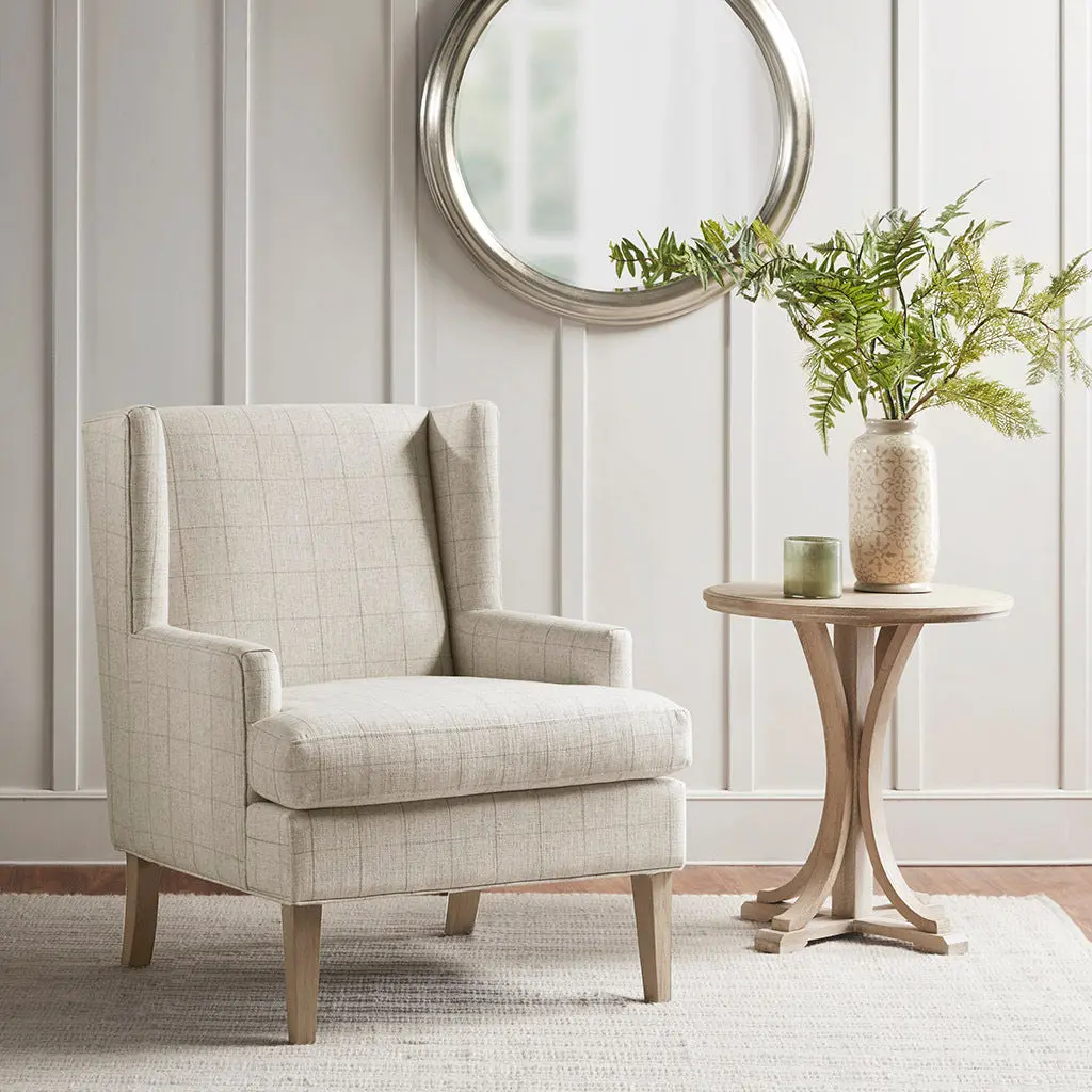 Decker Accent Chair Beige Solid Wood Modern Side Chair jla