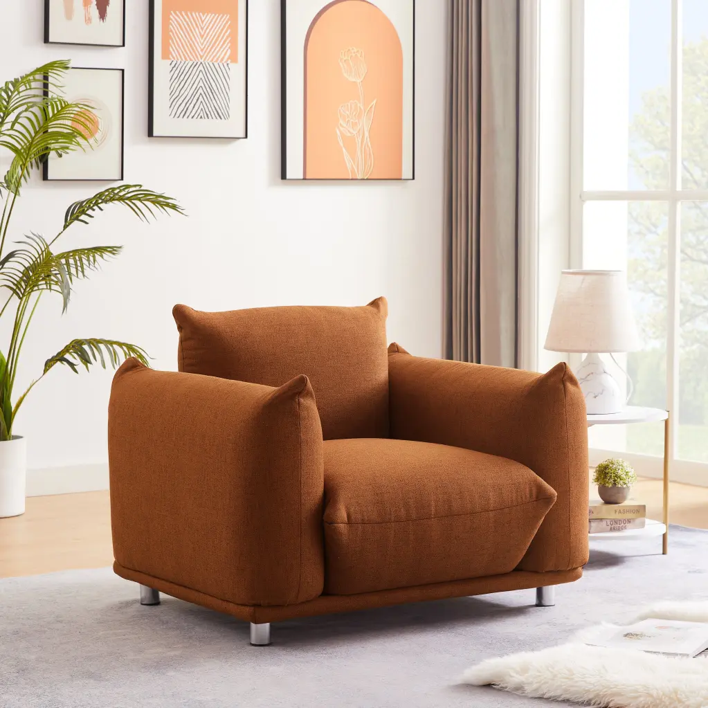 42"W Cotton Linen Accent Chair Single Sofa Bedroom Living Room jsc furniture