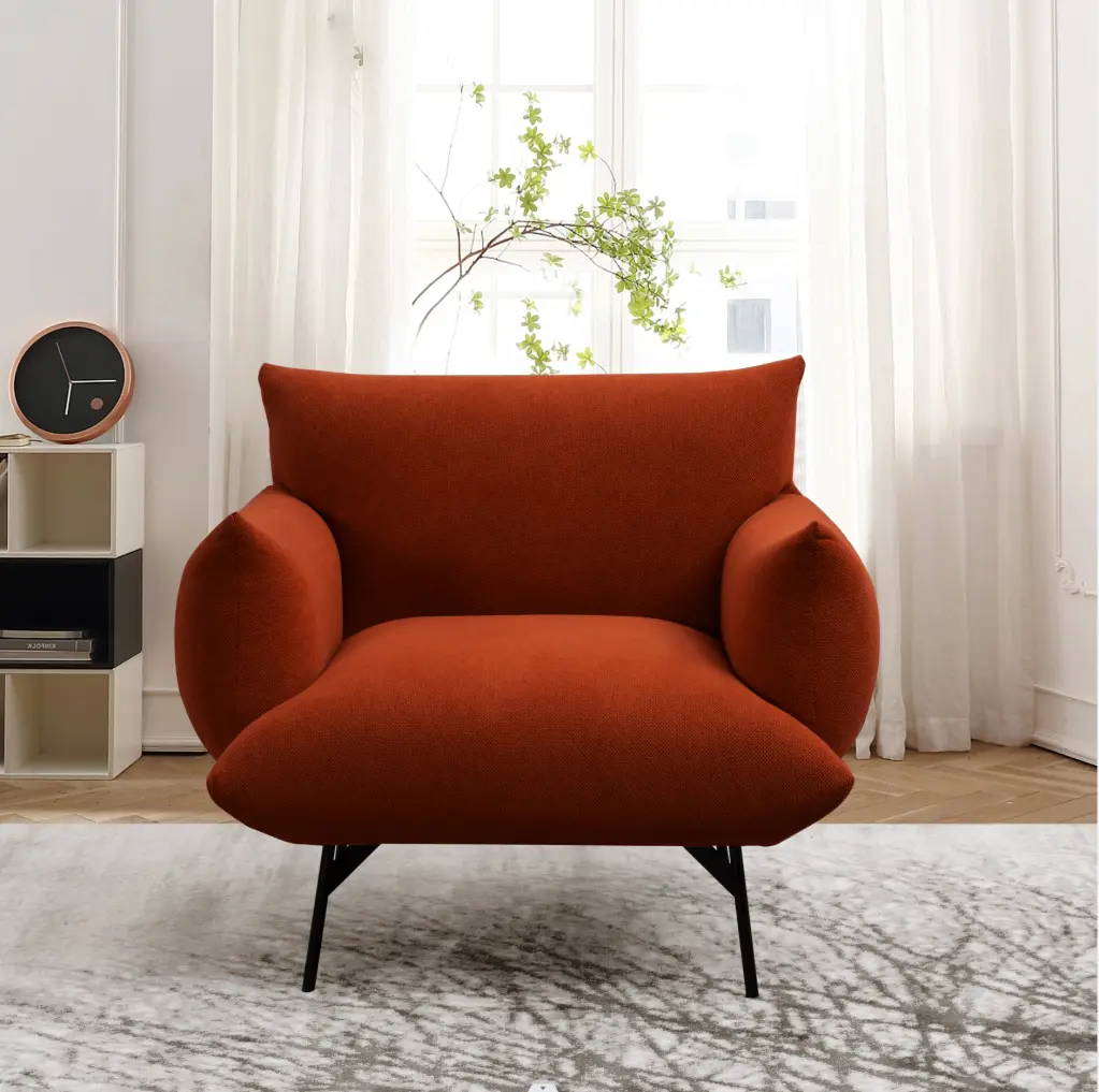 36" Modern Upholstered Armchair Curry Flannelette Material jsc furniture