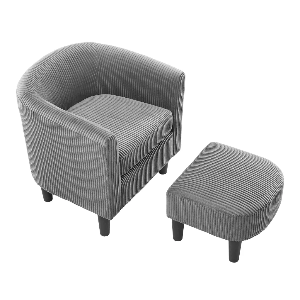 Modern Accent Chair Upholstered Arm Chair Corduroy Single Sofa Chair Wooden Legs Living Room justone