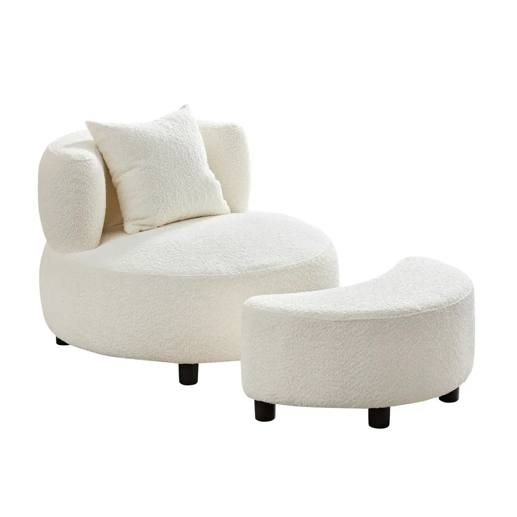 Modern Teddy Material Sofa Chair Ottoman And Side Table Single Seater justone