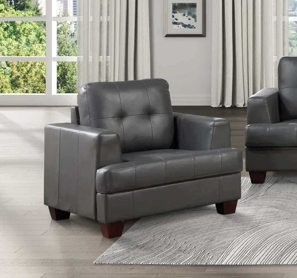Gray Modern Ease Chair Luxury Faux Leather Upholstery kanepe