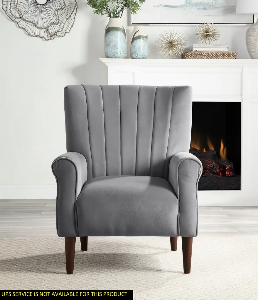 Modern Dark Gray Velvet Channel Tufted Back Accent Chair Living Room kanepe