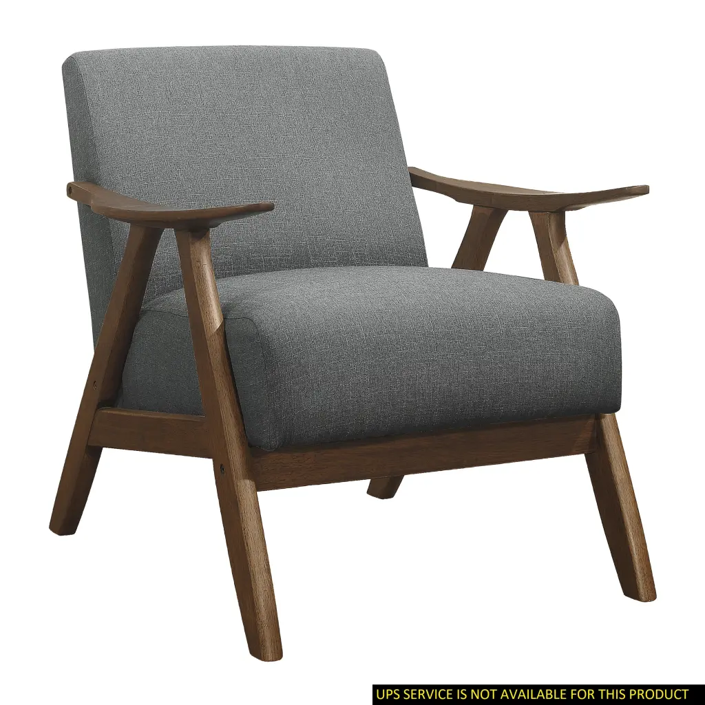 Modern Home Furniture Gray Fabric Upholstered 1Pc Accent Chair Walnut Legs kanepe
