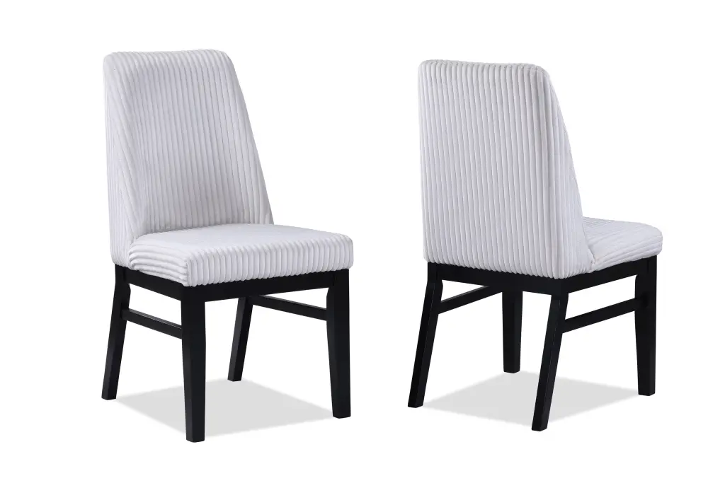 2 Piece Contemporary Upholstered Side Chair White Textured Fabric kanepe