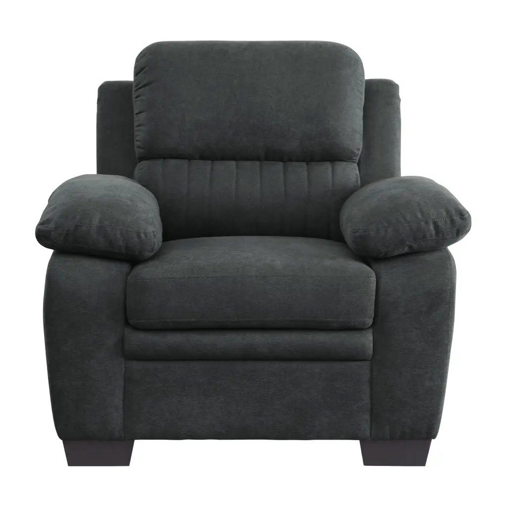 Plush Seating Chair Dark Gray Textured Fabric Channel Tufting kanepe