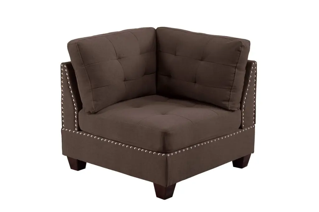 Tufted Corner Wedge Black Coffee Linen Like Fabric Living Room Decor kanepe