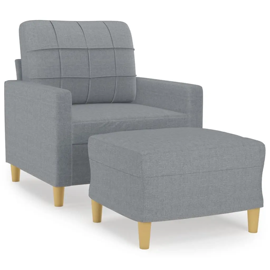 Light Gray Fabric Sofa Chair Footstool 23.6 Inches Compact Living Room