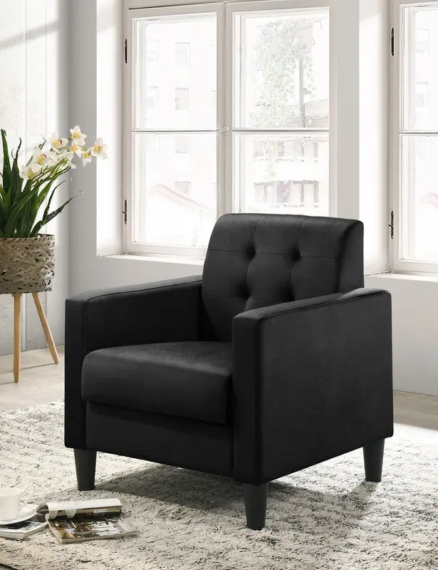Hale 27.5 Inch Black Velvet Accent Armchair Tufting lilola home
