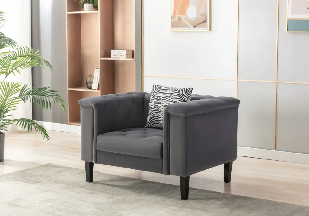 44 Inch Dark Gray Velvet Tufted Chair Accent Pillow lilola home