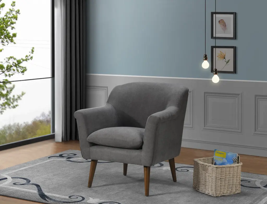 Shelby 31.5 Inch Gray Woven Material Oversized Armchair Comfortable Lounge Chair lilola home