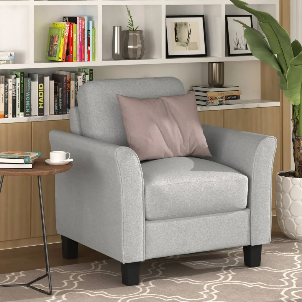 Living Room Home Decor Armrest Single Sofa Light Gray Modern Accent Chair lucky furniture