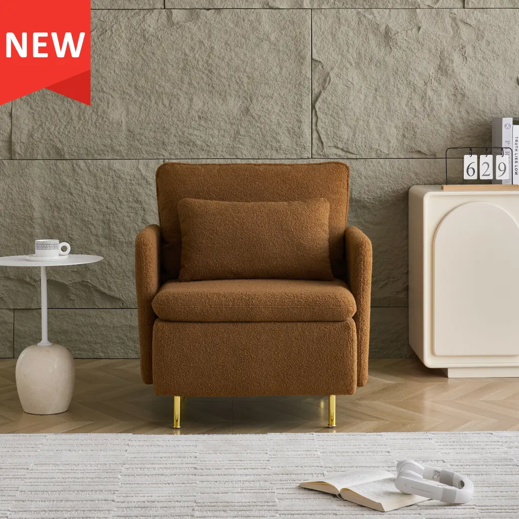Modern Accent Chair - Sherpa Upholstered Comfy Armchair Furry Fabric modasi