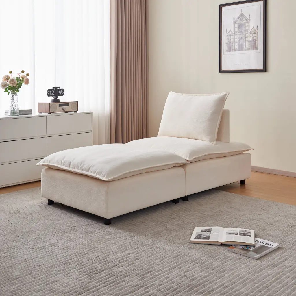 Modern Armless Accent Chair Ottoman Space Saving Design modasi