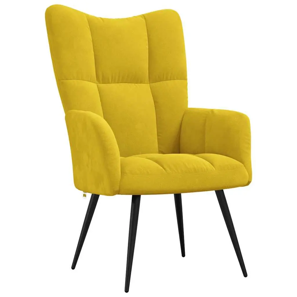 Mustard Yellow Velvet Relaxing Chair Modern Accent Seating
