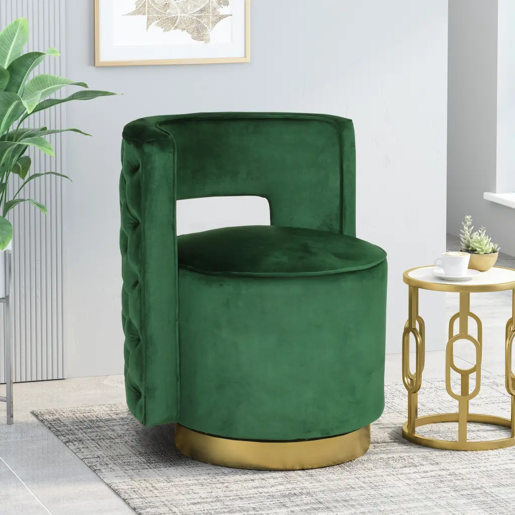 Swivel Arm Chair Emerald Velvet Modern Living Room Accent Chair nh-comfortcove