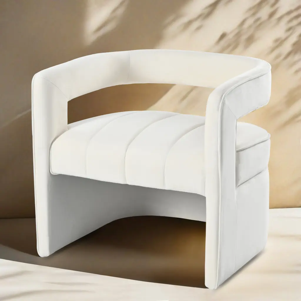 Modern Velvet Accent Chair Ribbed Design Premium Curved Upholstery nh-cozy home