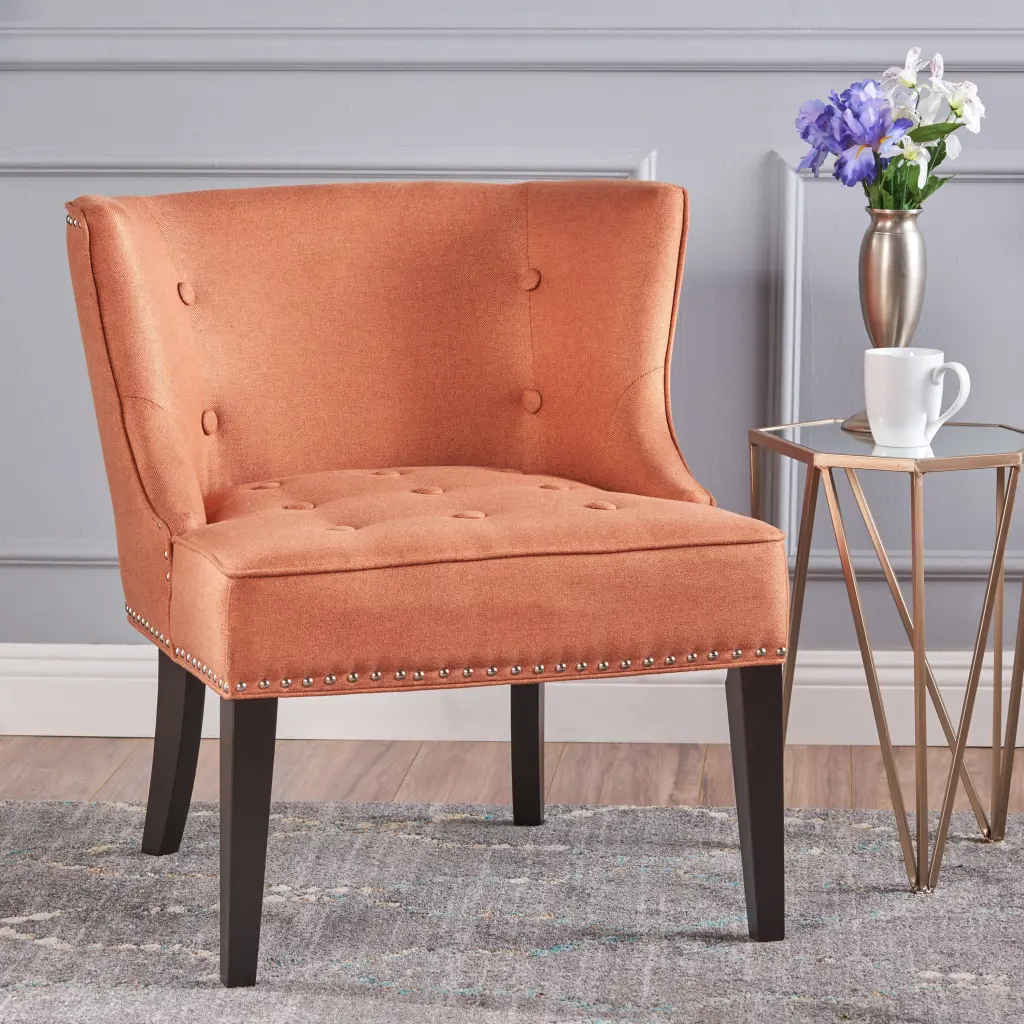 Occasional Chair Orange Fabric Modern Accent Seating nh-cozy home