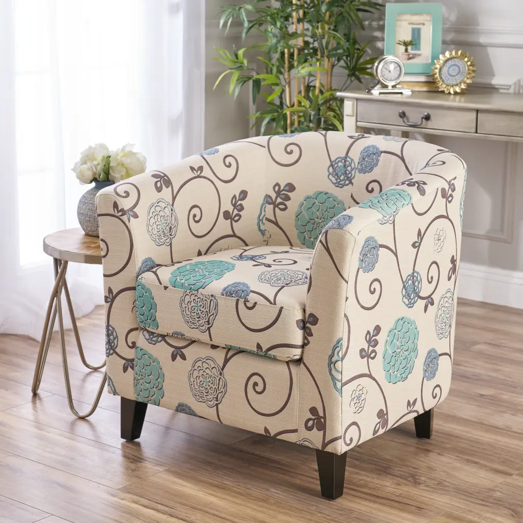 Plaza Club Chair White Blue Upholstered Living Room Accent Chair nh-ihave