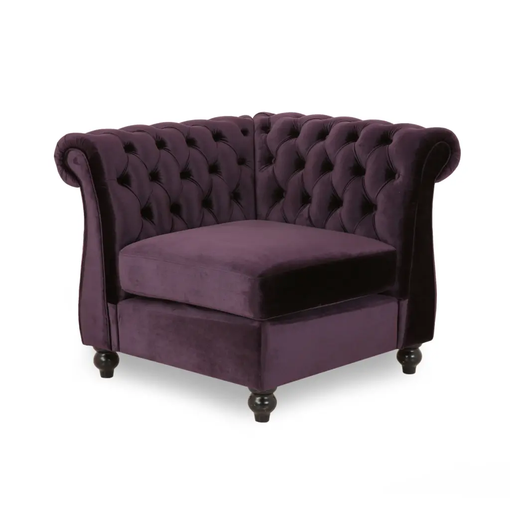 Corner Black Berry Velvet Single Seat Accent Chair nh-mirod