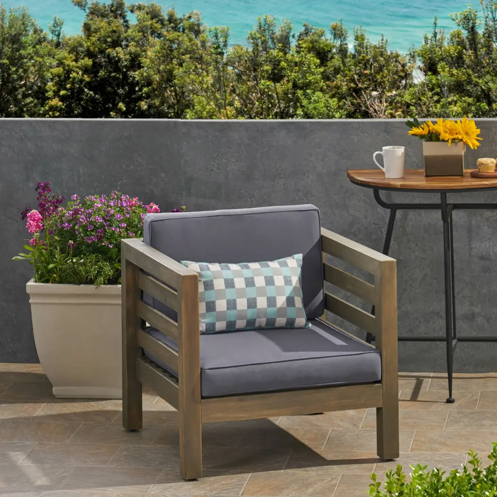 Oana Club Chair Grey Wood Frame Modern Accent Chair nh-perfect home