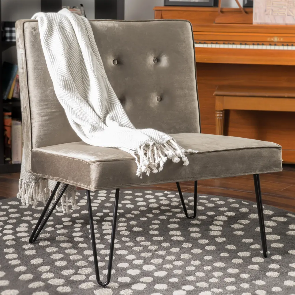 Armless Modern Grey Velvet Chair nh-purenest