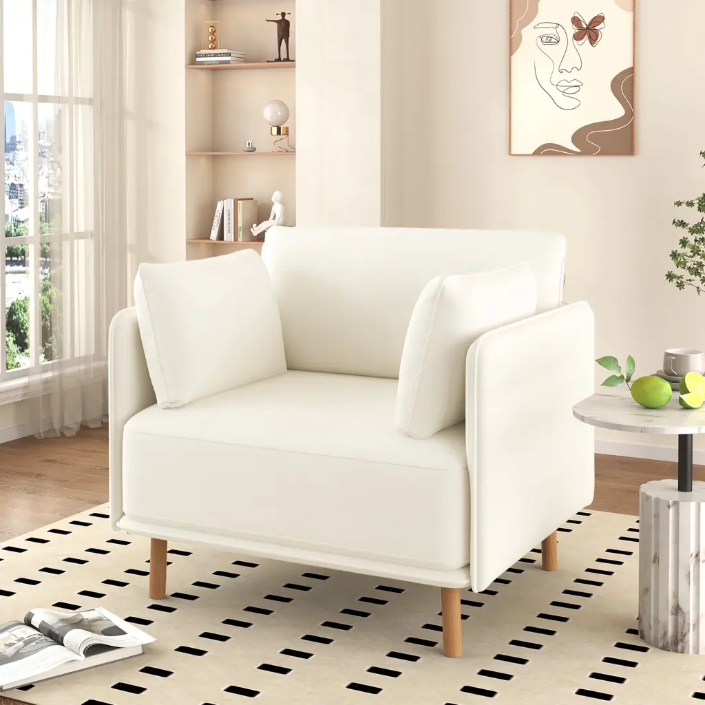 39 Inch Modern Upholstered Accent Chair Soft Cushions Polished Armrest Lounge nh-purenest