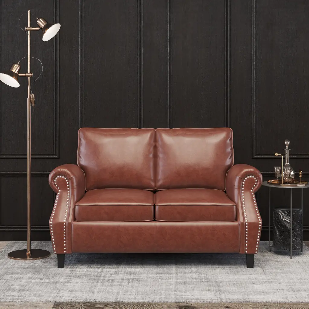 Seat Light Brown Metal Mesh Wood Material Modern Accent Chair nh-purenest