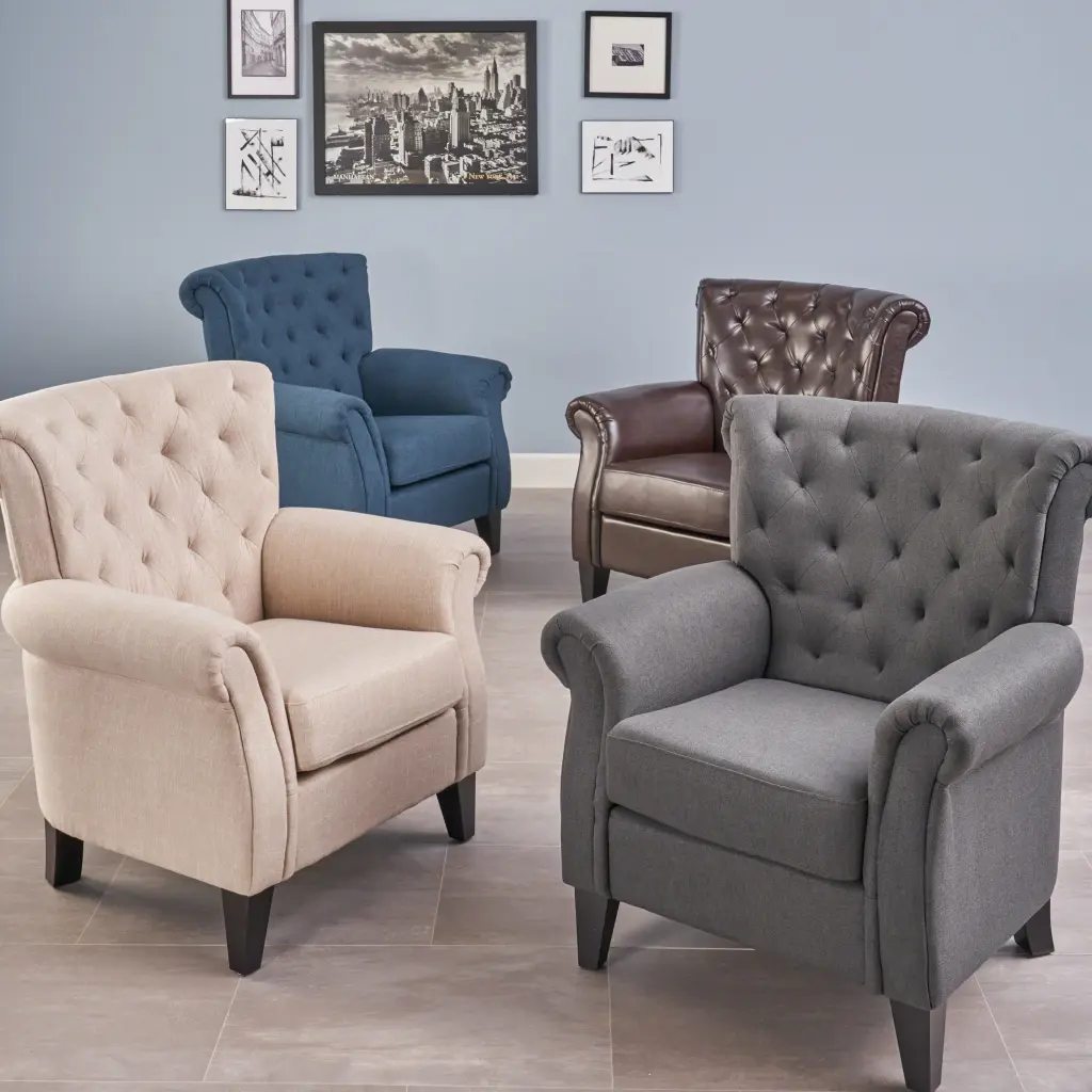 Springfield Tufted Chair Light Beige Upholstered Living Room nh-purenest
