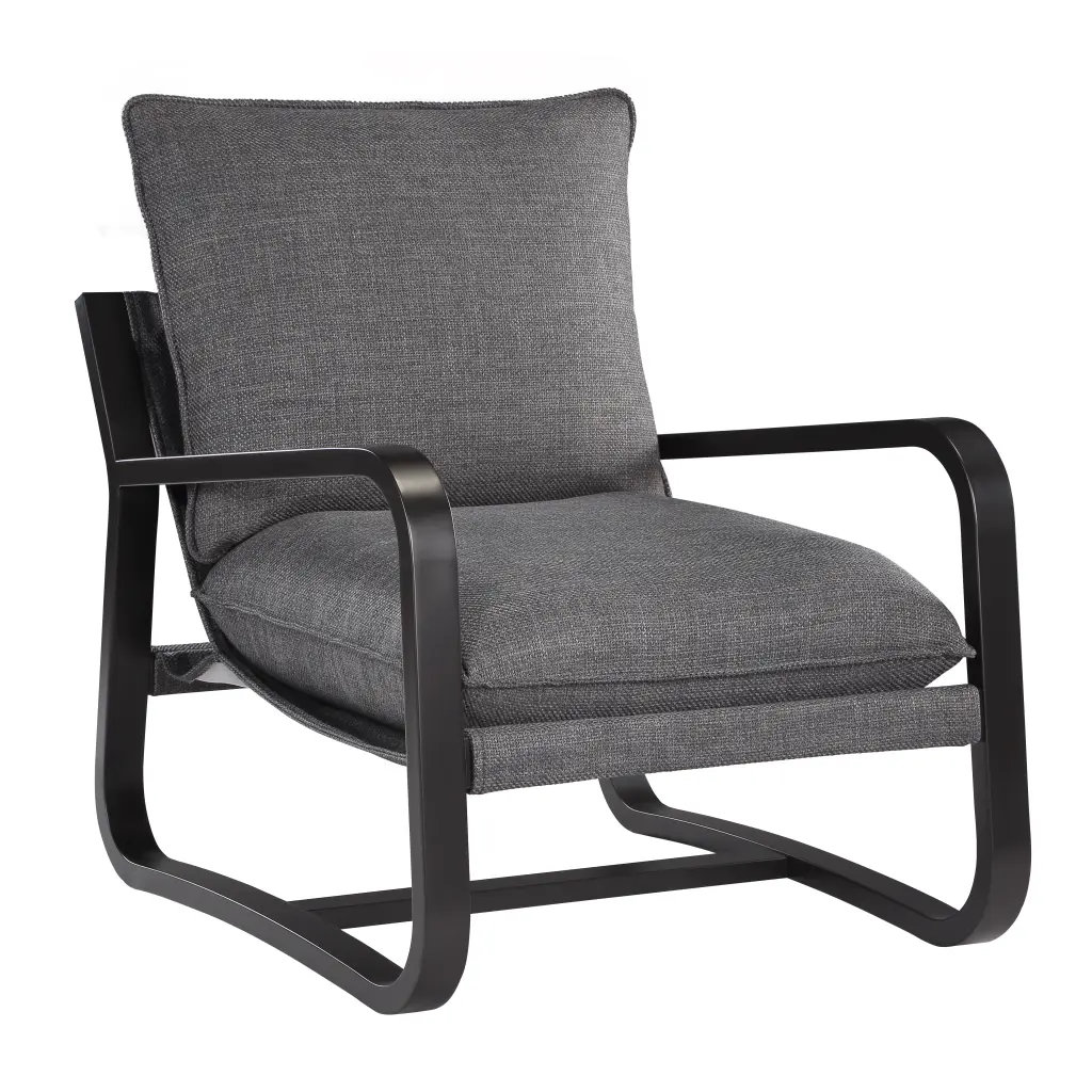Blaire Sling Chair Charcoal Fabric Metal Frame Indoor Use ridgecrest home