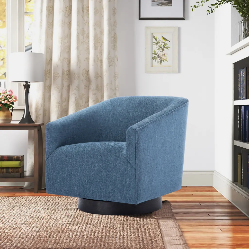 Garland Cadet Blue Swivel Chair - Wood Base Blue Foam Polyester Upholstery ridgecrest home