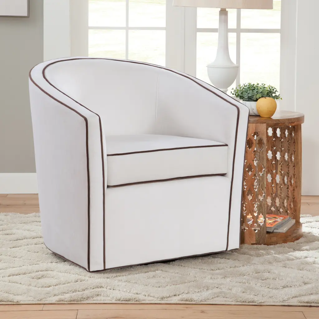 Kendall Cream Swivel Chair Mid Century Modern Velvet Upholstered Accent Chair ridgecrest home