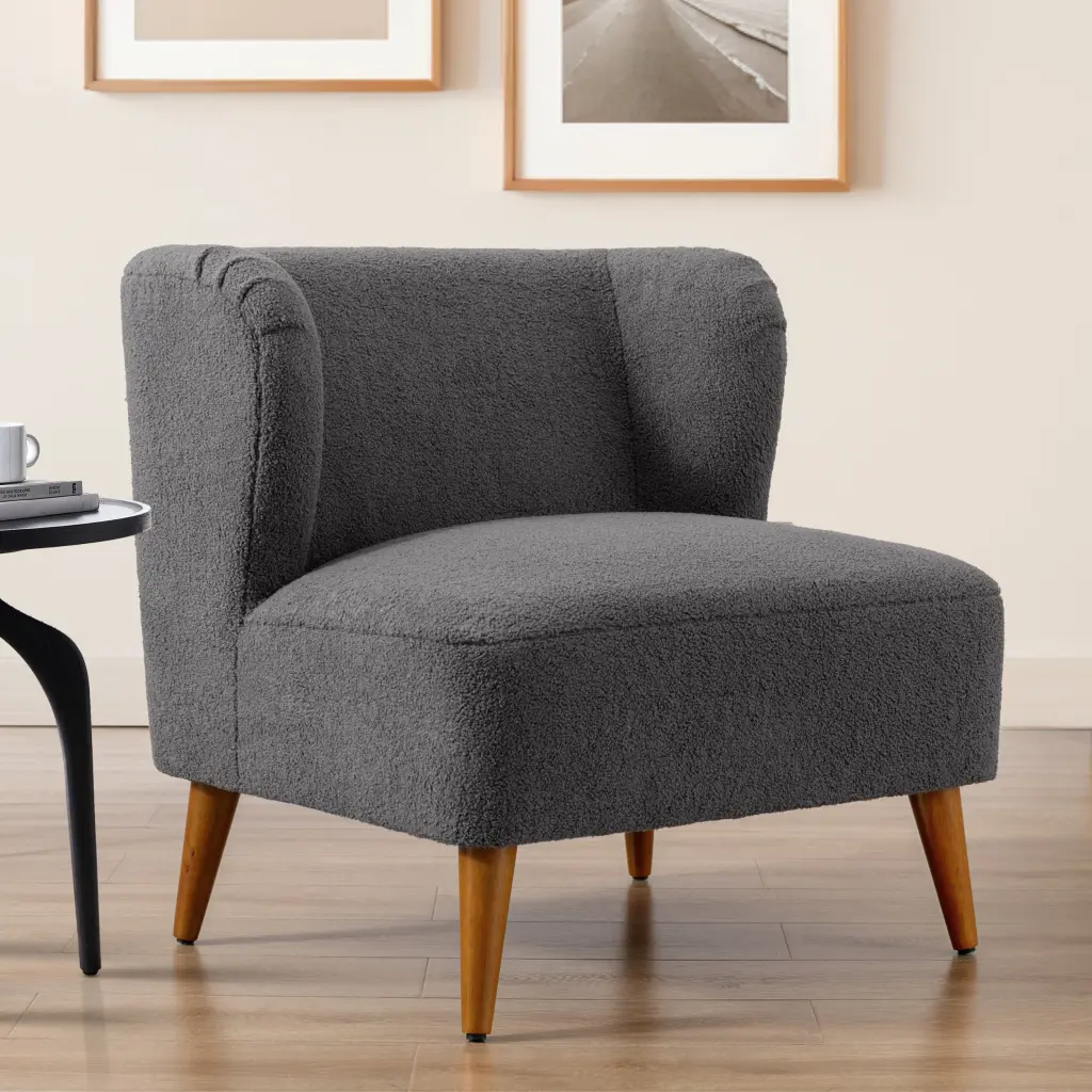 Veda Boucle Accent Chair Grey Gray Foam Boucle ridgecrest home