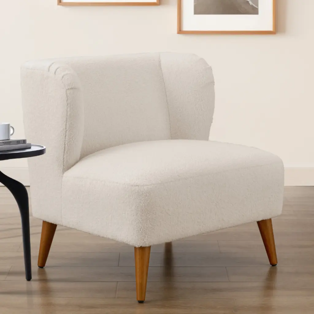 Veda Boucle Accent Chair Milky White White Foam Boucle Fabric ridgecrest home