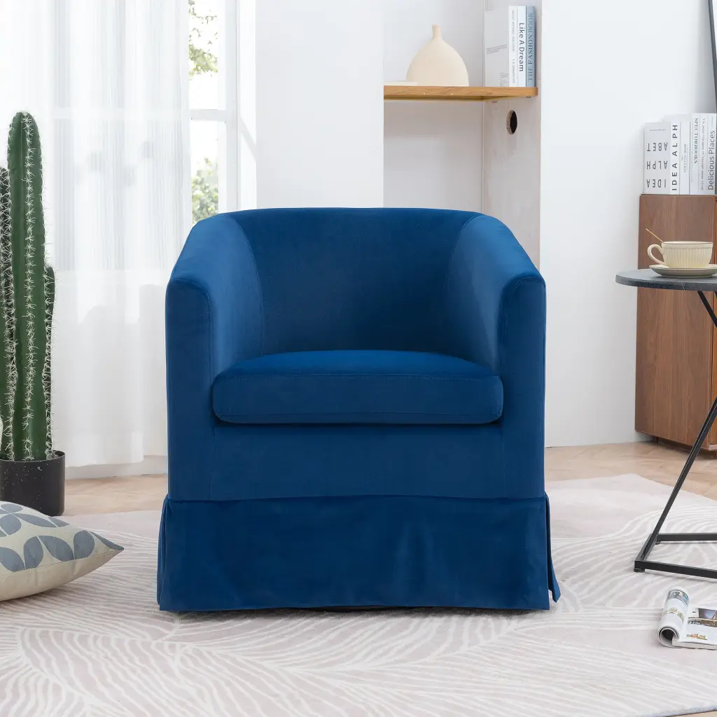 27.36 Wide Swivel Chair Blue Polyester Modern Living Room Accent Chair rnb