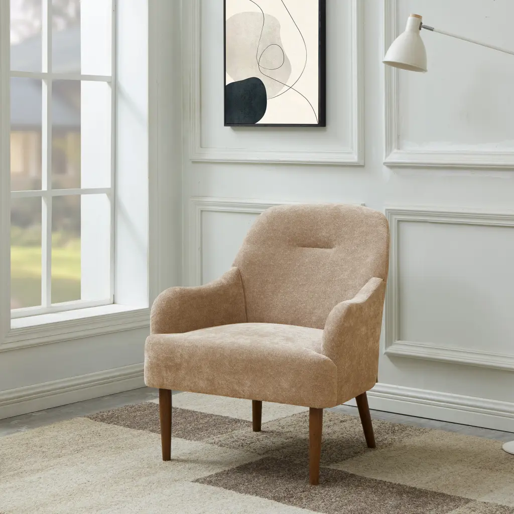 Chenille Armchair Modern Style Accent Chair Timber Legs Comfy Design rnb