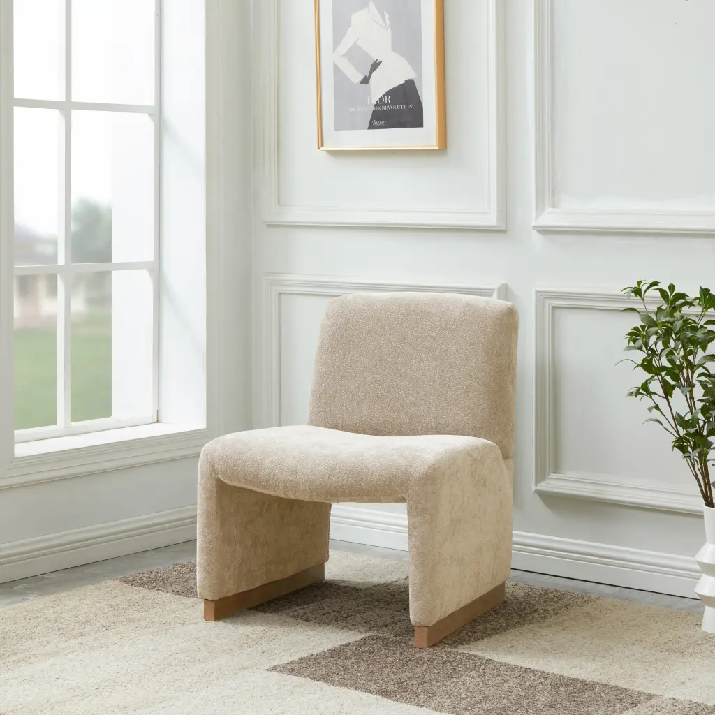 Comfy Accent Chair Upholstered Slipper Armless Chair Timber Legs rnb