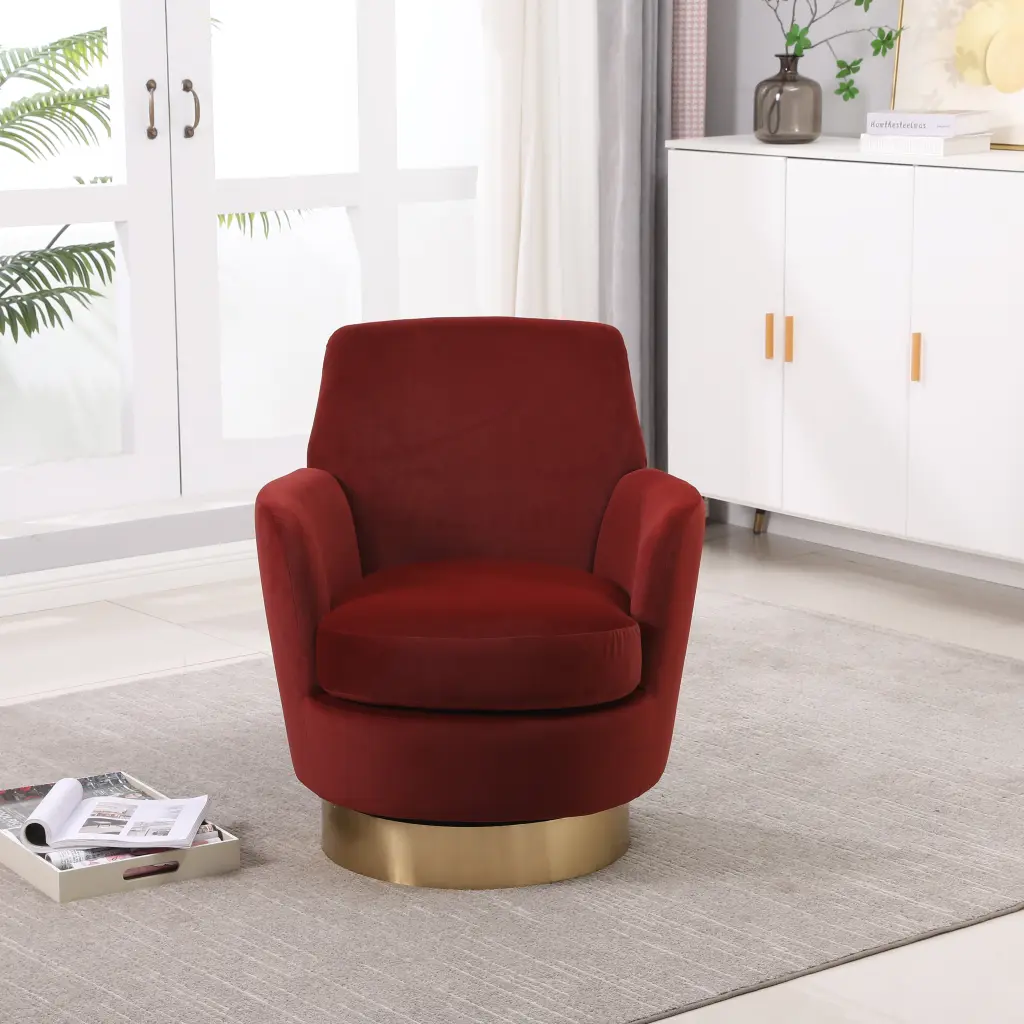 Velvet Swivel Barrel Chair Living Room Comfort and Stylish Seating rnb