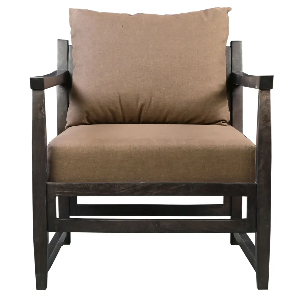 Malibu 27 Inch Artisan-made Mango Wood Accent Chair Fabric Pillow Back Comfortable royal hampton