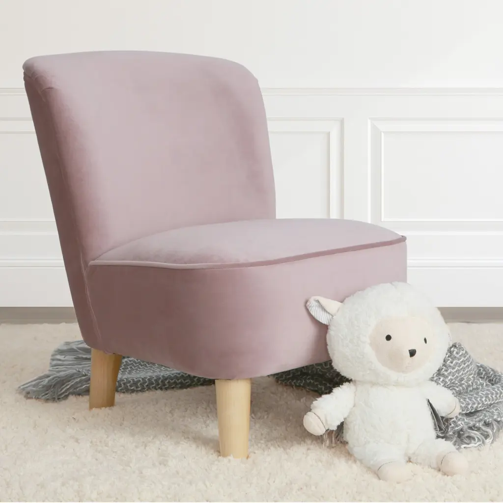 Juni Kids Chair Lavender Mist Lavender Fabric Comfortable Seating second story home