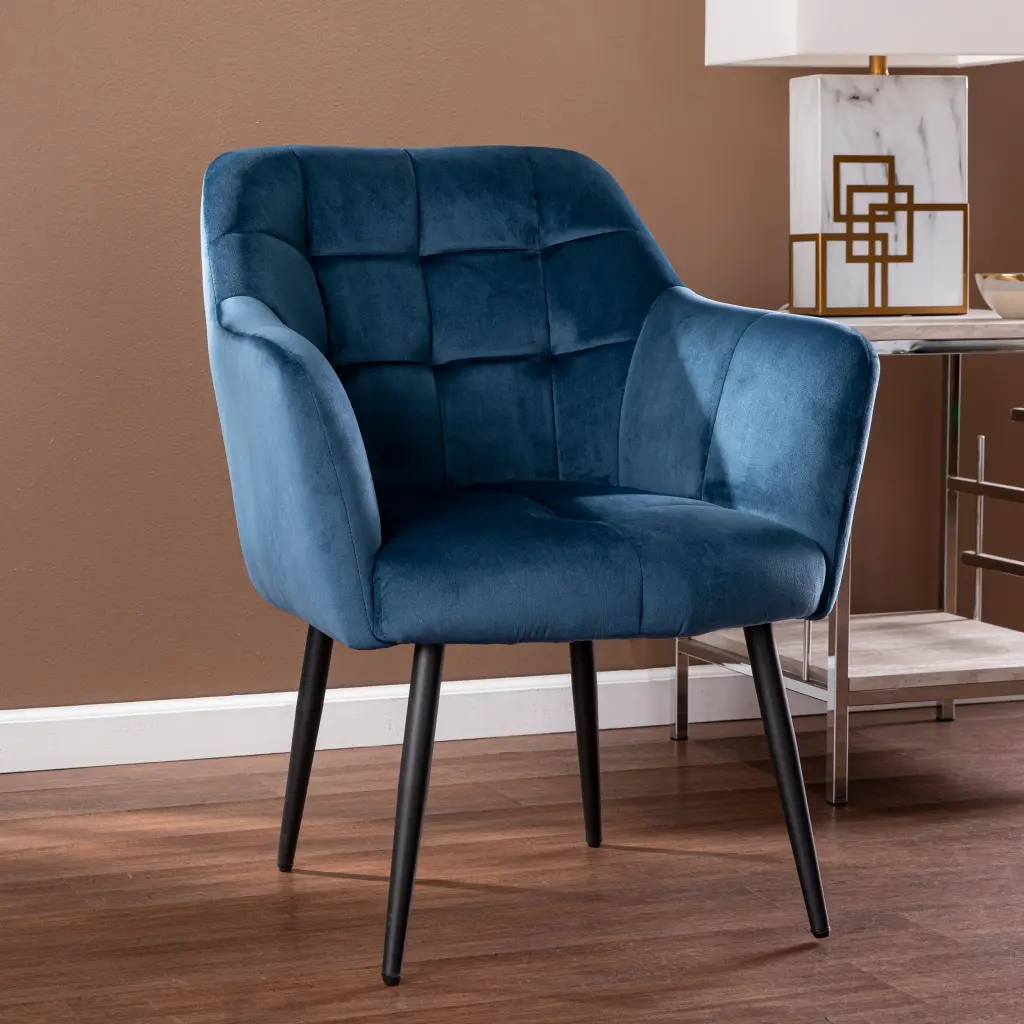 Trevilly Blue Velvet Upholstered Accent Chair Living Room Decor sei