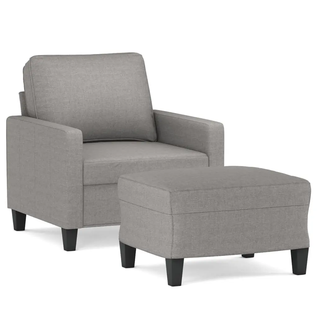 Sofa Chair Footstool Light Gray Fabric 23.6 Inches Comfortable Seating