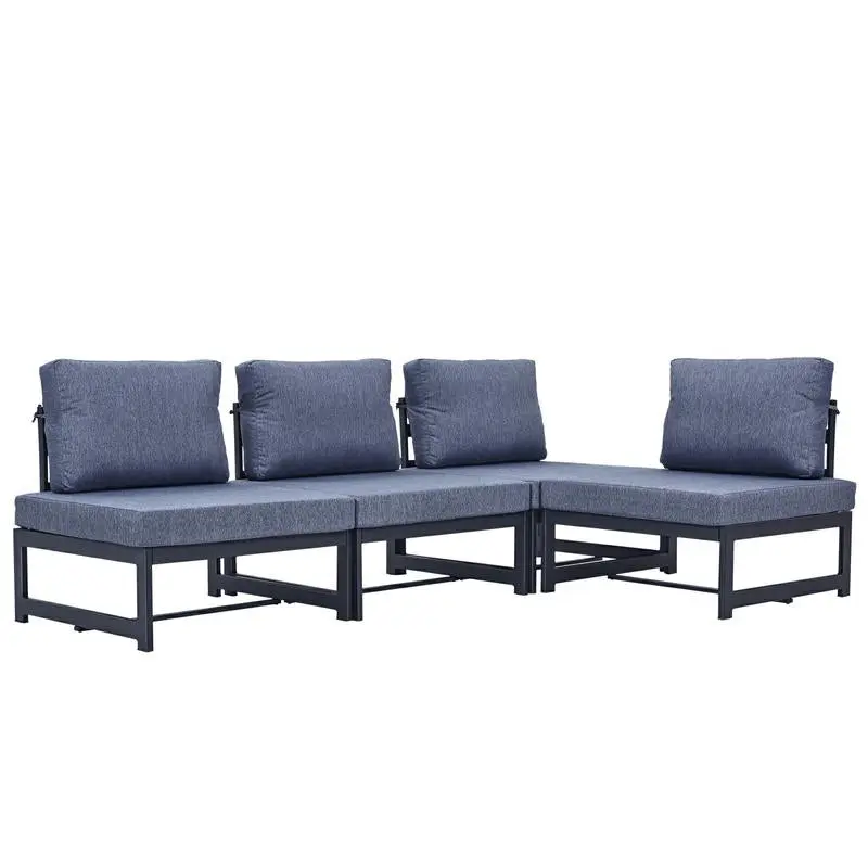 Single Sofa Blue Foam Cushion Aluminium Frame Living Room ty furniture