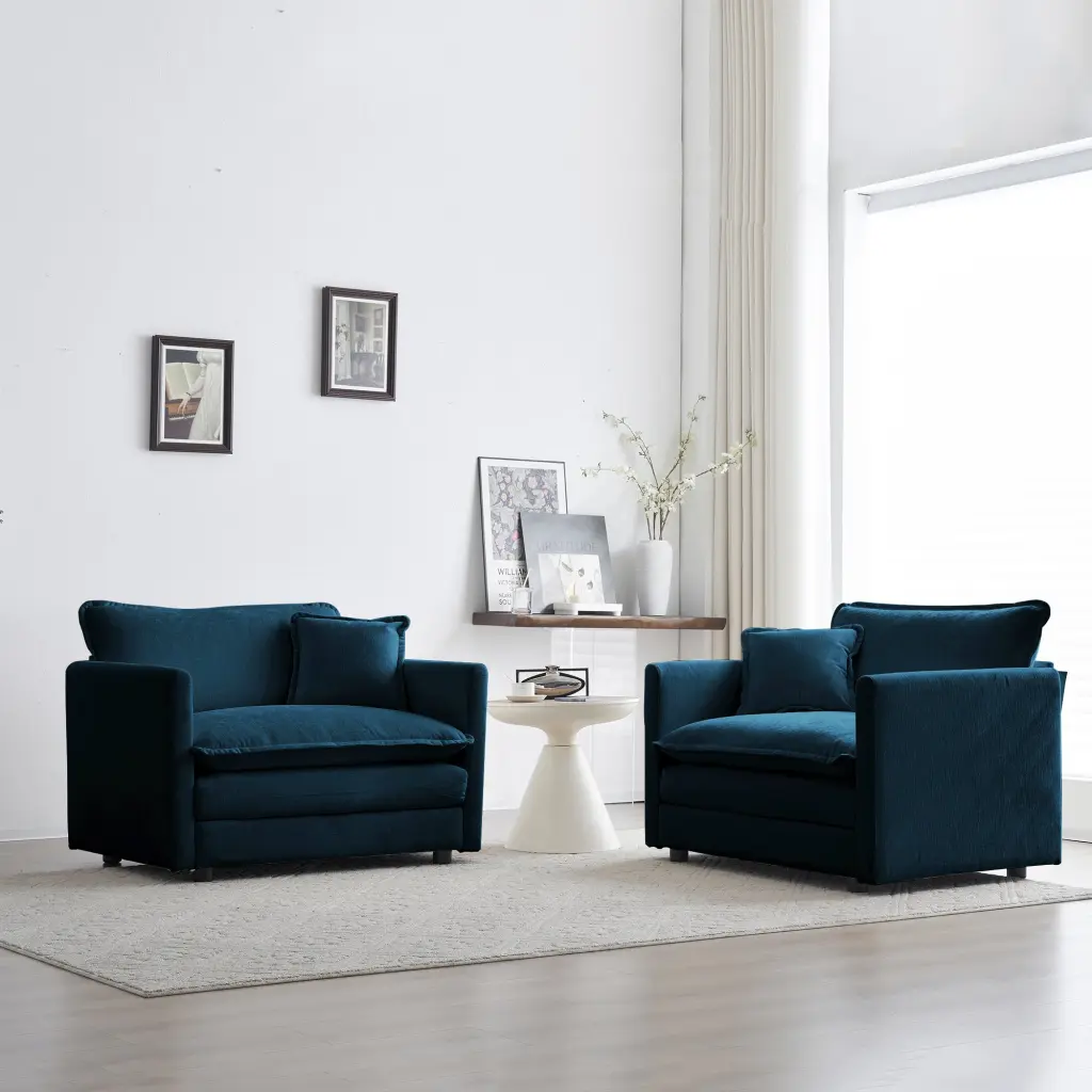 Accent Chair Set 2 High End Chenille Upholstered Armchairs Living Room ui furniture