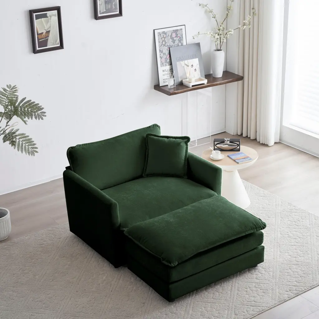 Modern Accent Chair Ottoman Chenille Upholstery ui furniture