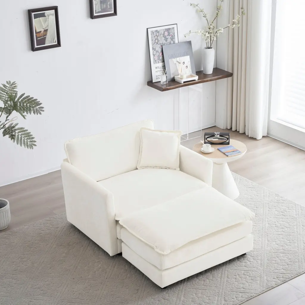 Modern Accent Chair Ottoman Chenille Upholstery Living Room ui furniture