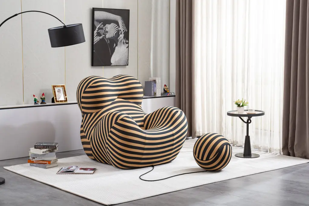Barrel Chair Ottoman Modern Comfy Stripe Chair Living Room and Lounge w1241 artisan furniture