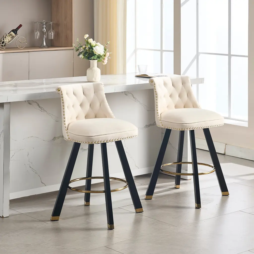 Coolmore Set 2 Velvet Swivel Chairs 360 Degree Rotating Accent Chairs w1539 coolmore