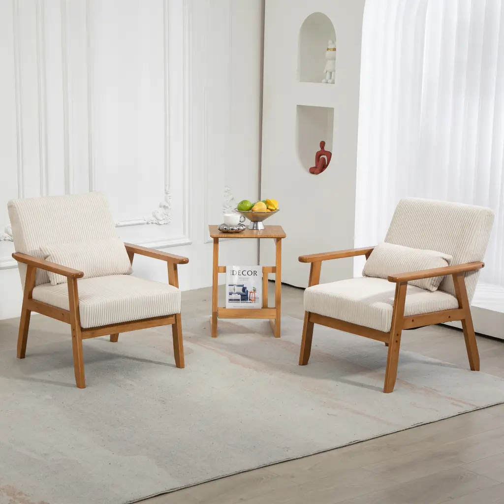 Leisure Chair Solid Wood Armrest and Feet Wood Frame w1539 coolmore