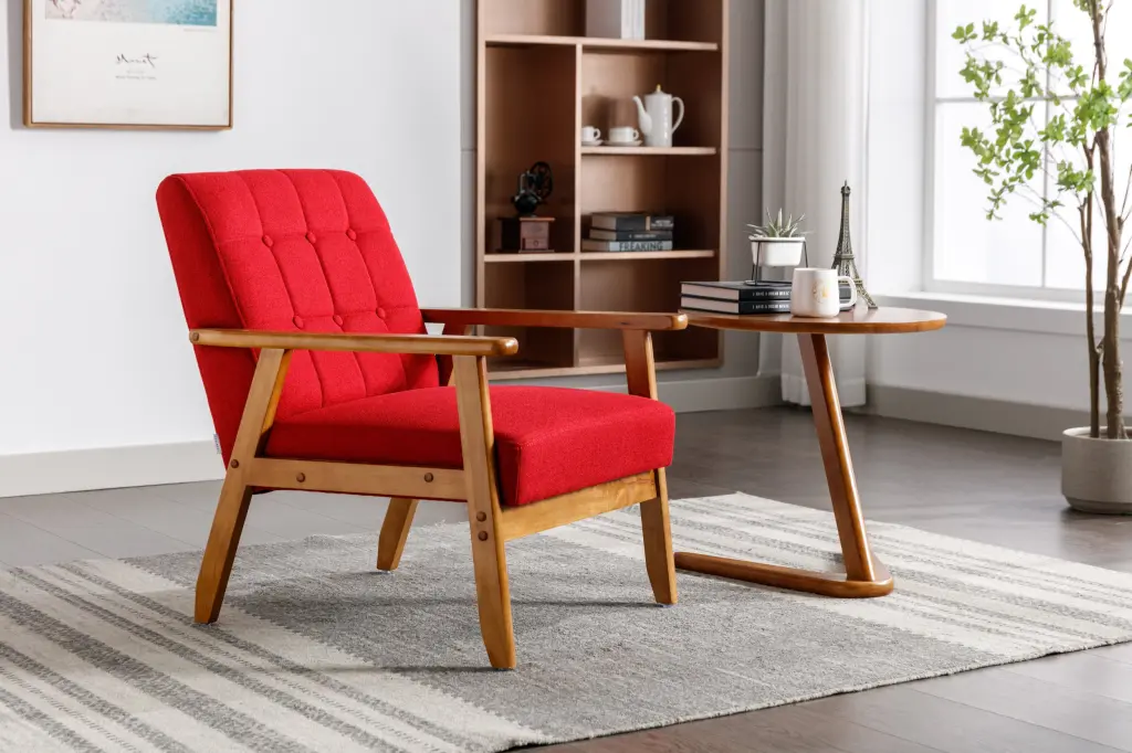 Leisure Chair Solid Wood Armrest and Feet Mid Century Modern Accent Chair Living Room w1539 coolmore